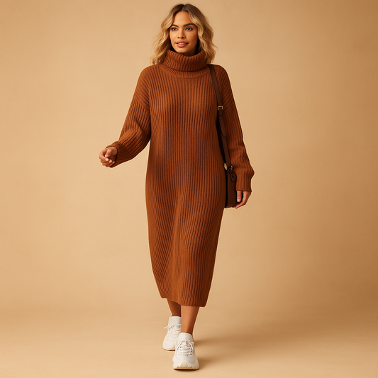 Women's Oversized Knitted Sweater Dress - VibreMode