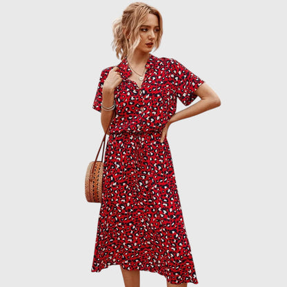 Colorful Front Button Midi Dress