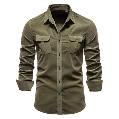 Relaxed Fit Army Style Long Sleeve Shirt - VibreMode