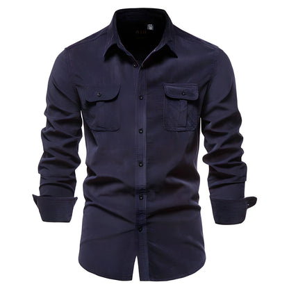 Relaxed Fit Army Style Long Sleeve Shirt
