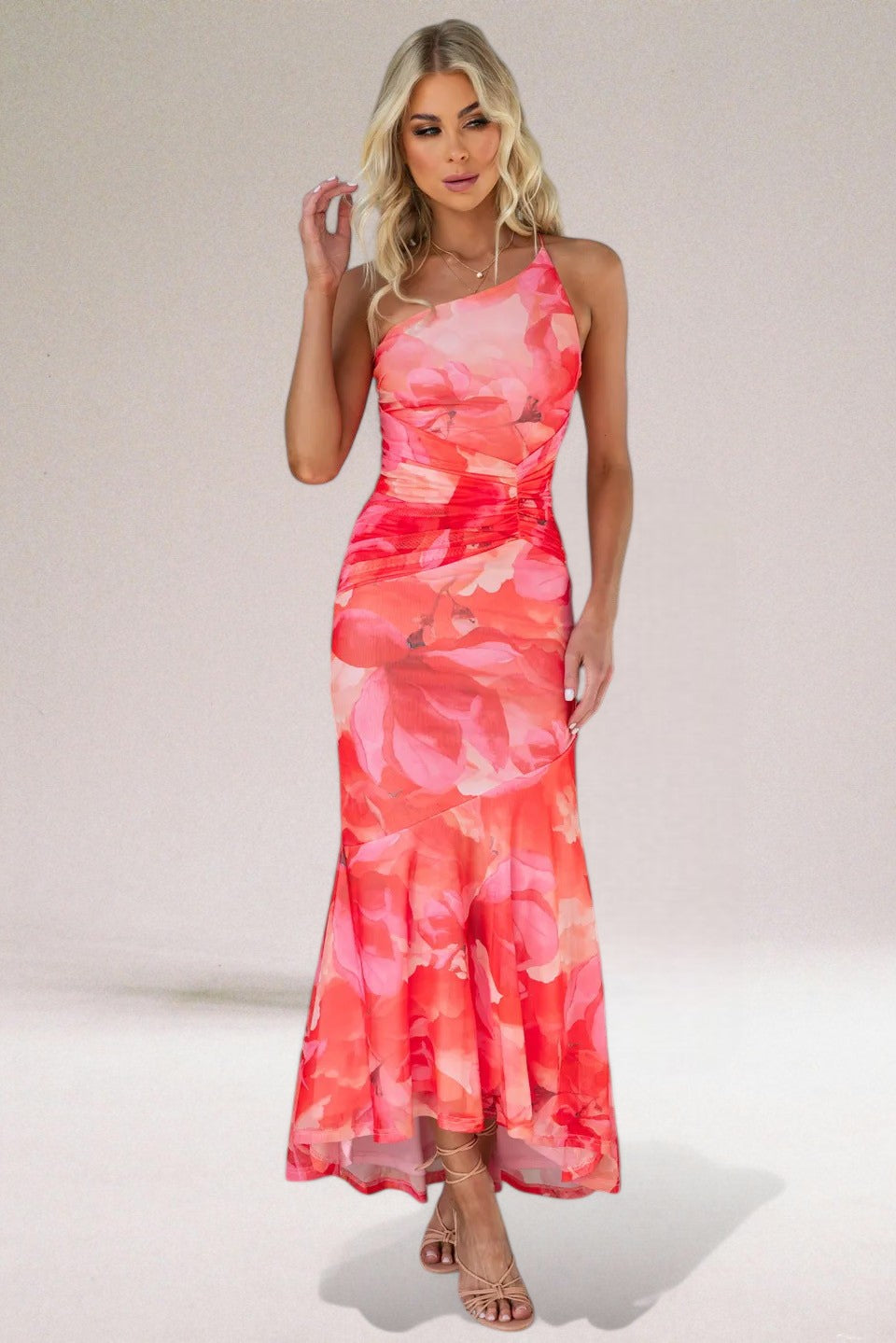 Image of Paige | Women's One-Shoulder Midi Dress