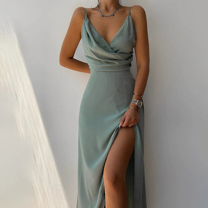 Image of Paige | Women's V-Neck Midi Slip Dress