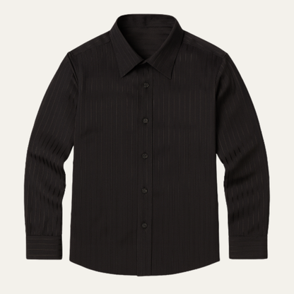 Men's Formal Dress Shirt Textured Pleated Black - VibreMode