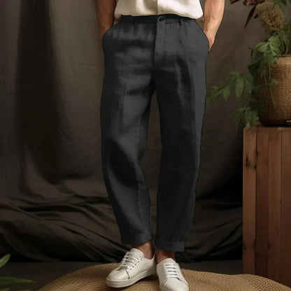 Men's Linen Casual Trousers Lightweight Beige