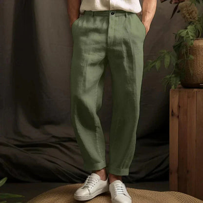 Men's Linen Casual Trousers Lightweight Beige
