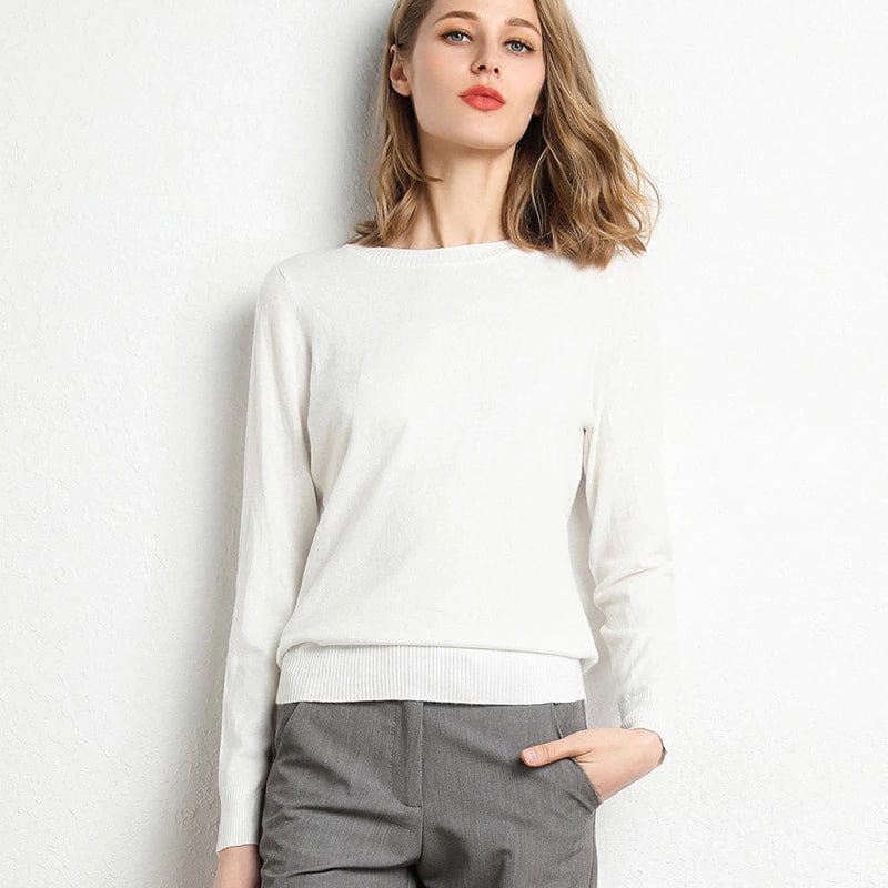 Women's Cashmere Sweater Classic Crew Neckline