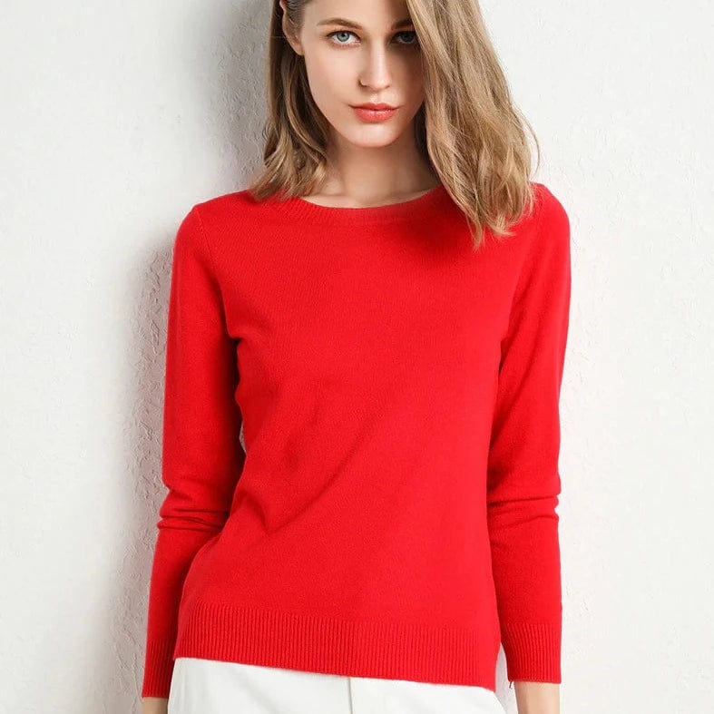 Women's Cashmere Sweater Classic Crew Neckline