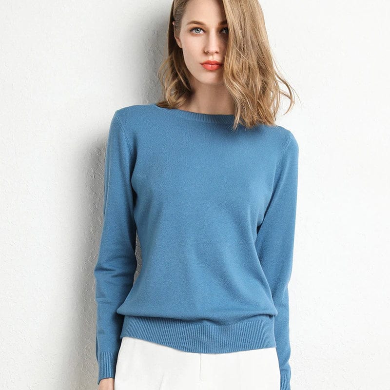 Women's Cashmere Sweater Classic Neckline Autumn Beige