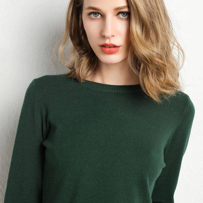 Women's Cashmere Sweater Classic Neckline Autumn Beige