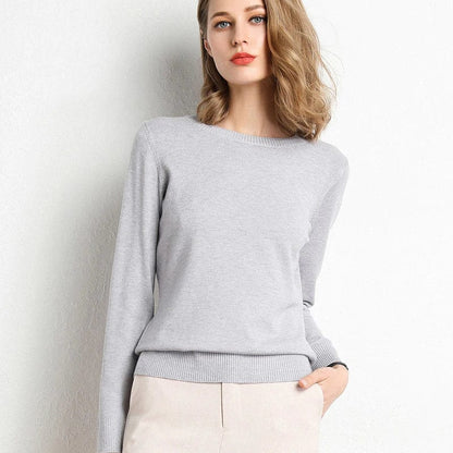 Women's Cashmere Sweater Classic Neckline Autumn Beige