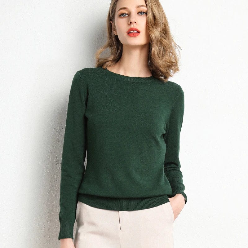 Women's Cashmere Sweater Classic Neckline Autumn Beige