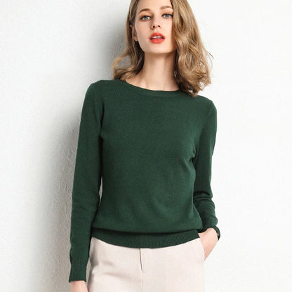 Women's Cashmere Sweater Classic Neckline Autumn Beige