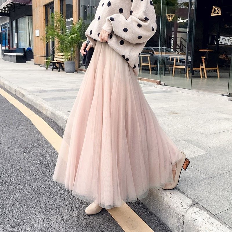 Women's Long Autumn Tulle Skirt