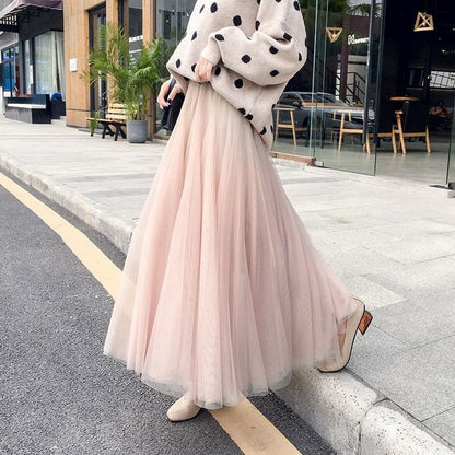 Women's Long Autumn Tulle Skirt
