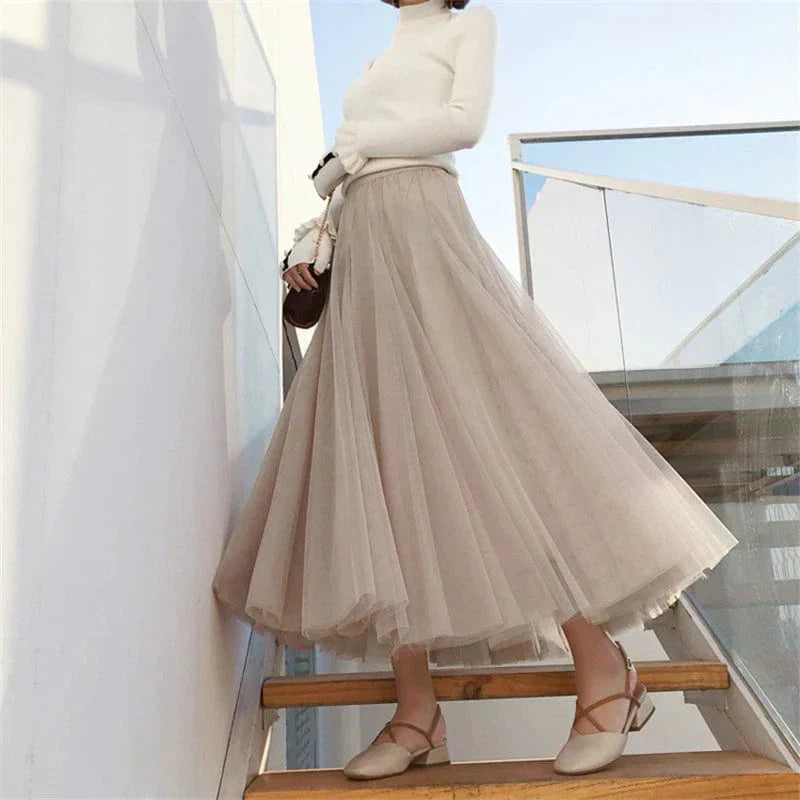 Women's Long Autumn Tulle Skirt