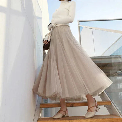 Women's Long Autumn Tulle Skirt