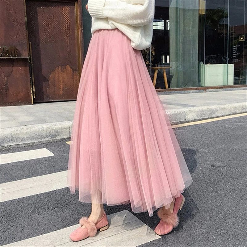 Women's Long Autumn Tulle Skirt