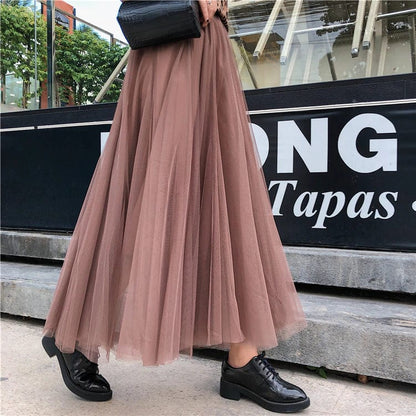 Women's Long Autumn Tulle Skirt - VibreMode