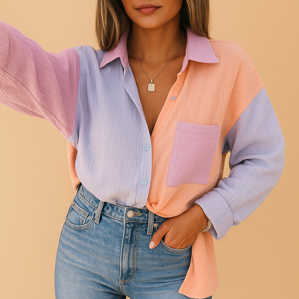 Colorful Quilted Blouse for Women - VibreMode