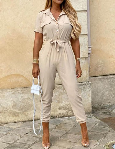 Women's Belted Jogger Jumpsuit