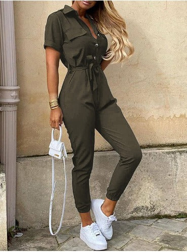 Women's Belted Jogger Jumpsuit