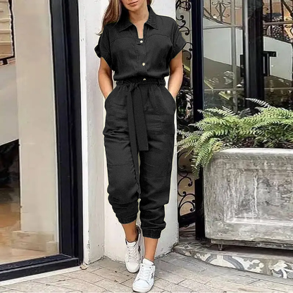 Women's Belted Jogger Jumpsuit