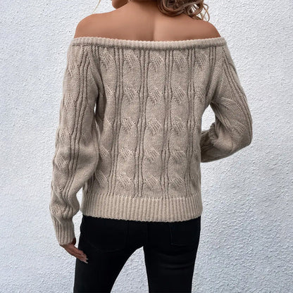 Image of Peggy | Women's Off the Shoulder Cable Knit Sweater