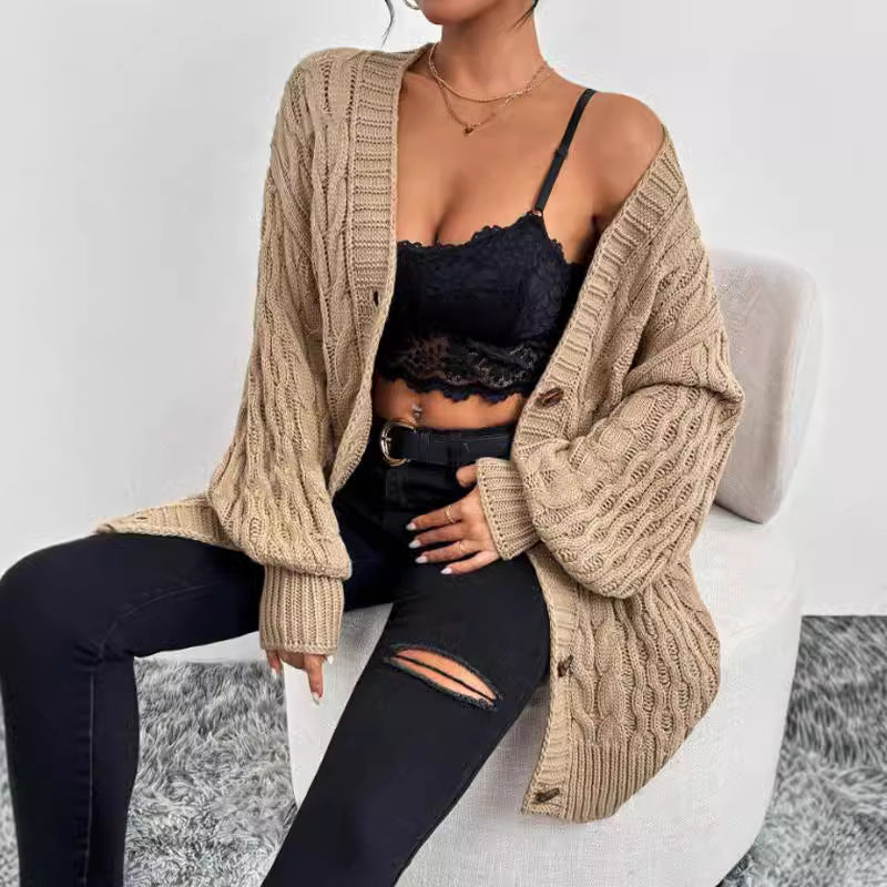 Image of Peggy | Women's Oversized Cable Knit Cardigan