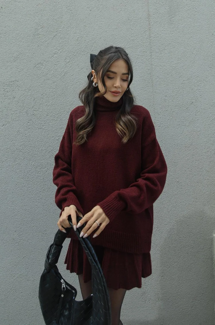 Image of Phoebe | Women's Turtleneck Sweater Skirt Set