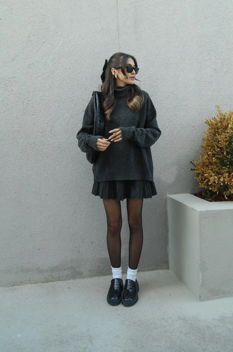 Image of Phoebe | Women's Turtleneck Sweater Skirt Set