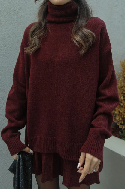 Image of Phoebe | Women's Turtleneck Sweater Skirt Set