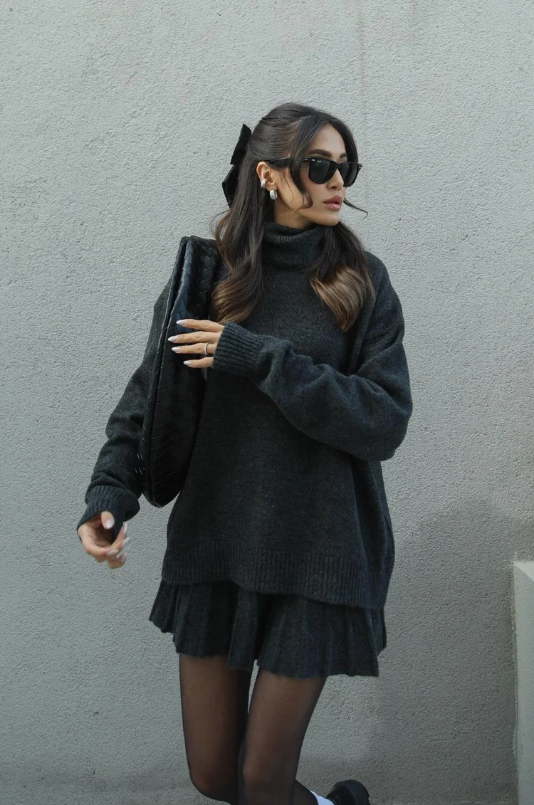 Image of Phoebe | Women's Turtleneck Sweater Skirt Set