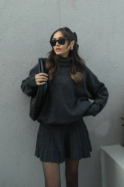 Image of Phoebe | Women's Turtleneck Sweater Skirt Set