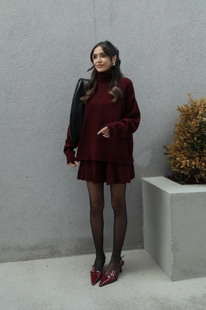 Image of Phoebe | Women's Turtleneck Sweater Skirt Set