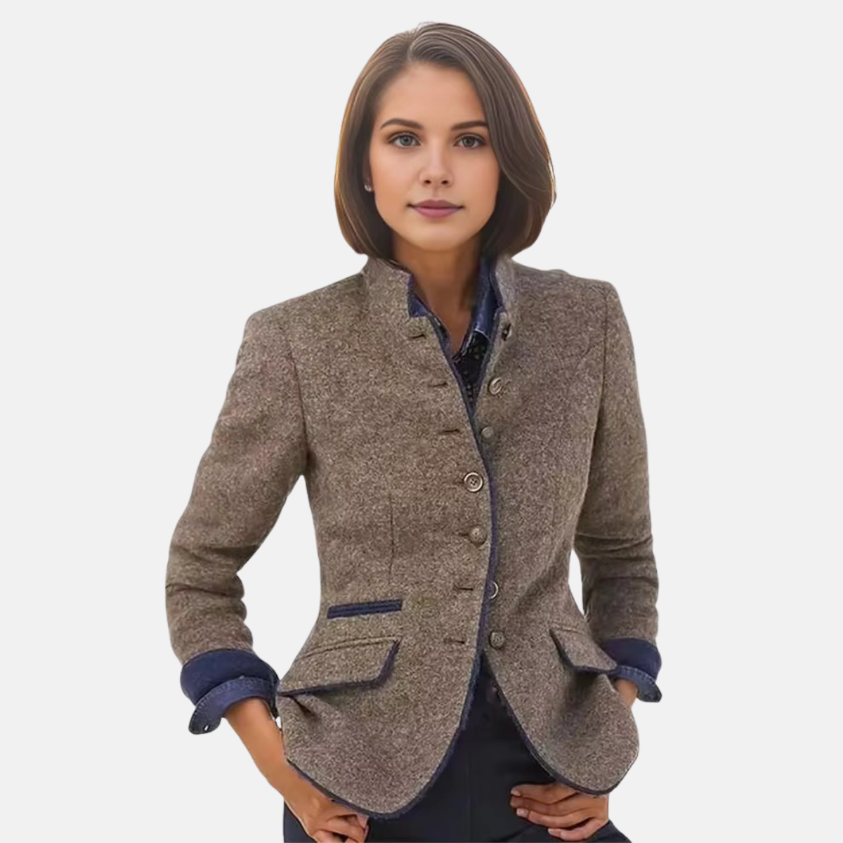Women's Fitted Button Down Jacket - VibreMode