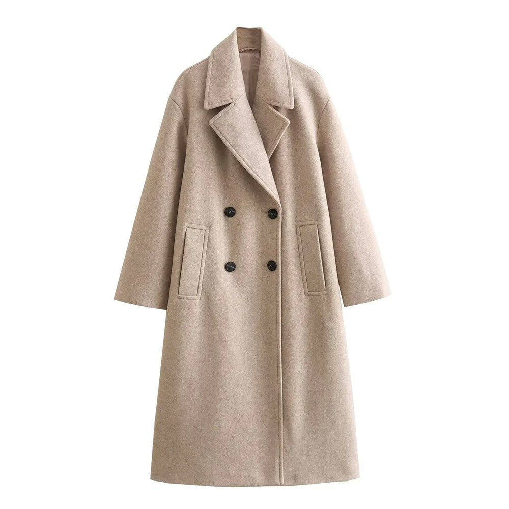 Women's Double Breasted Long Coat Tailored