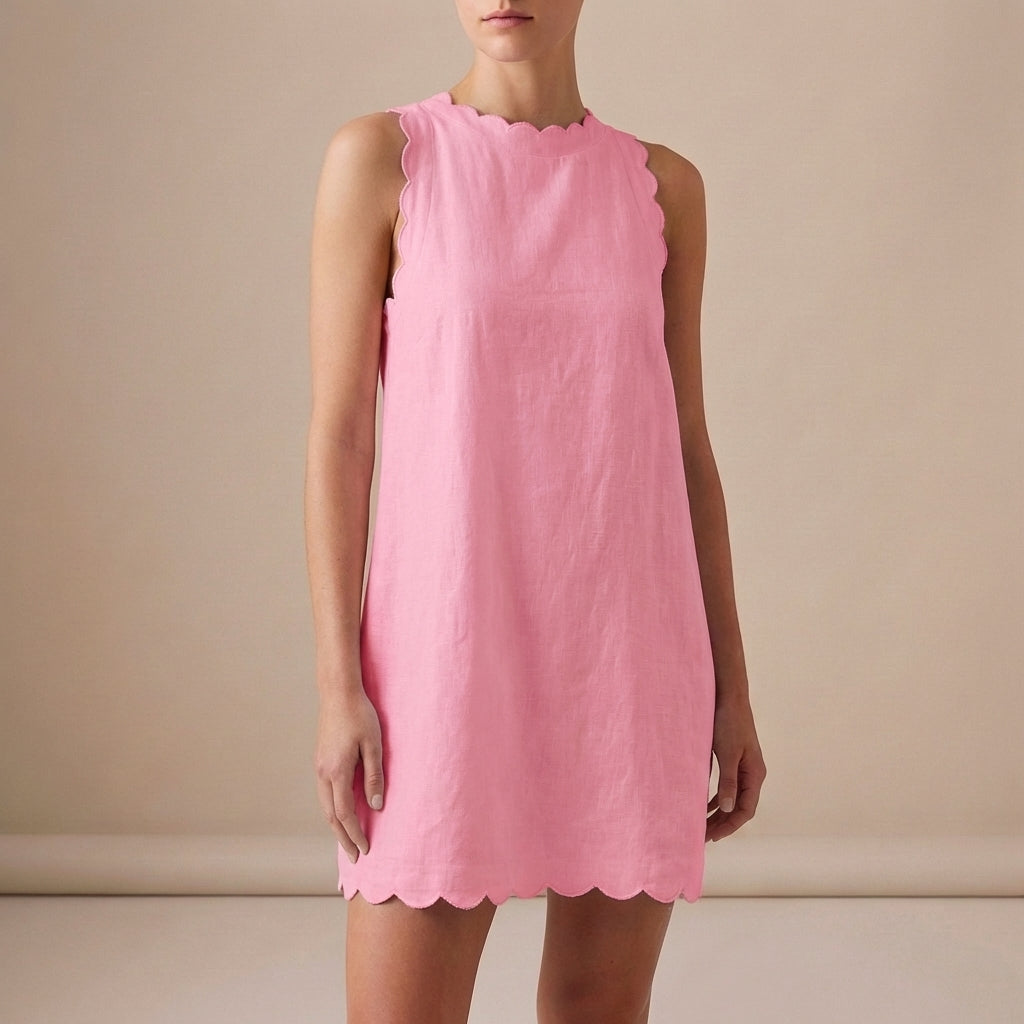 Women's Sleeveless Mini Dress Lightweight Ruffle Hem