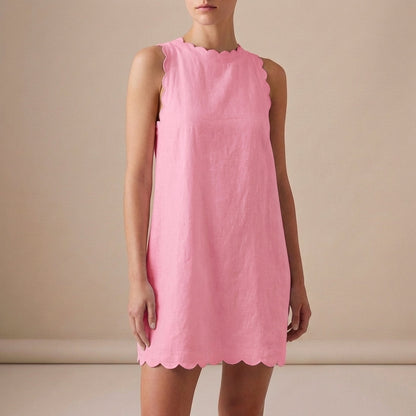 Women's Sleeveless Mini Dress Lightweight Ruffle Hem