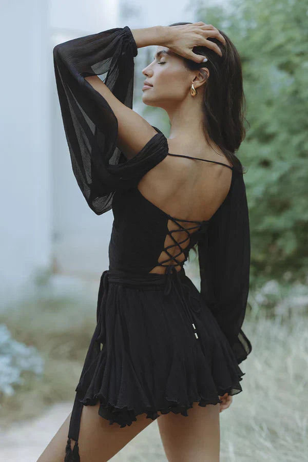 Women's V-Neck Mini Wrap Dress