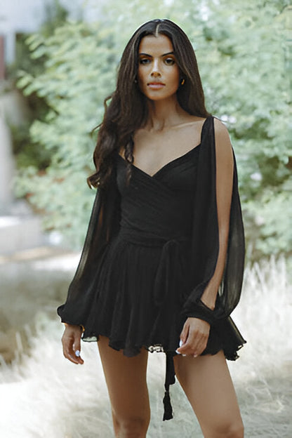 Women's V-Neck Mini Wrap Dress