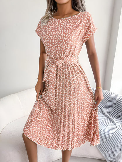 Women's Belted Dress Pleated Skirt