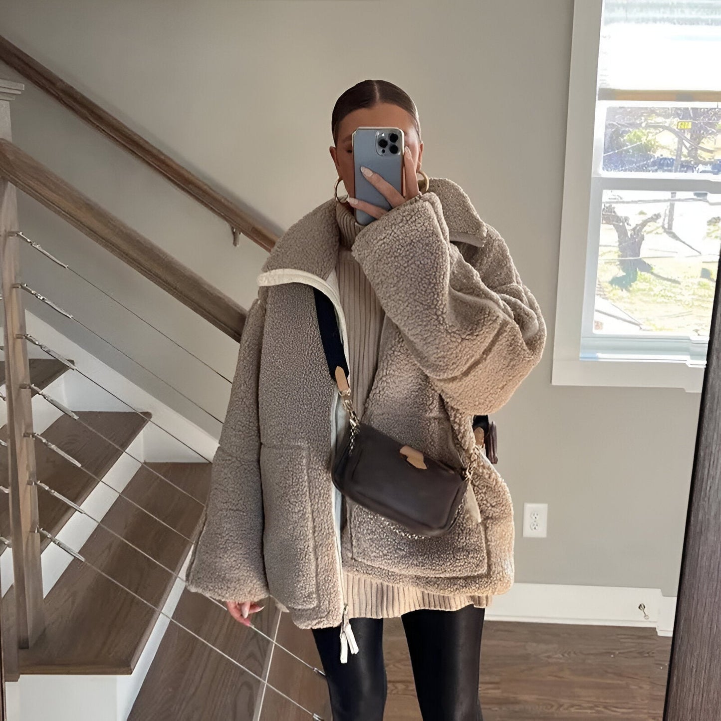 Women's Fleece Teddy Jacket Cozy Outerwear