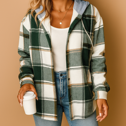 Warm Checked Hoodie for Ladies - VibreMode