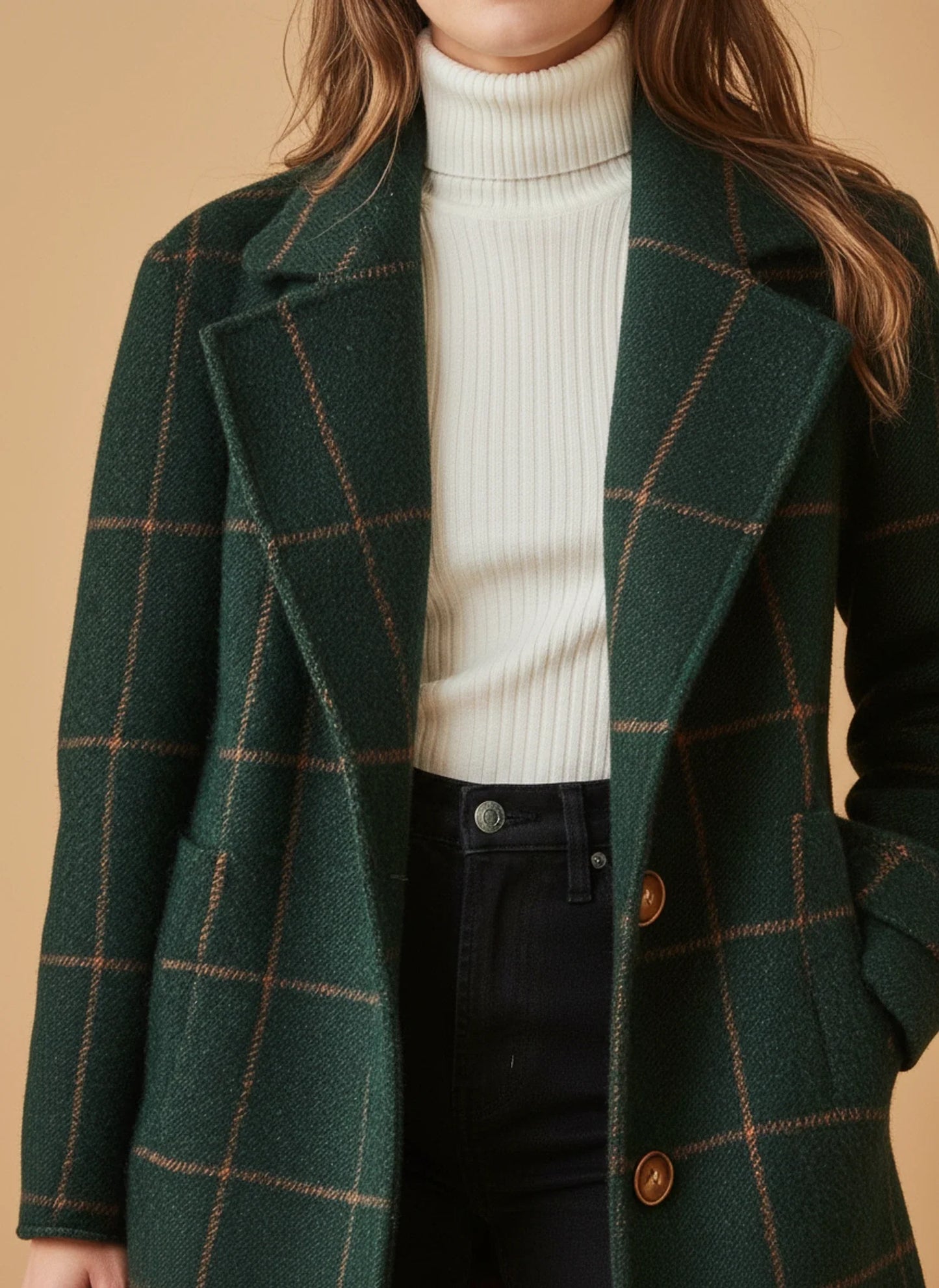 Women's Plaid Long Coat