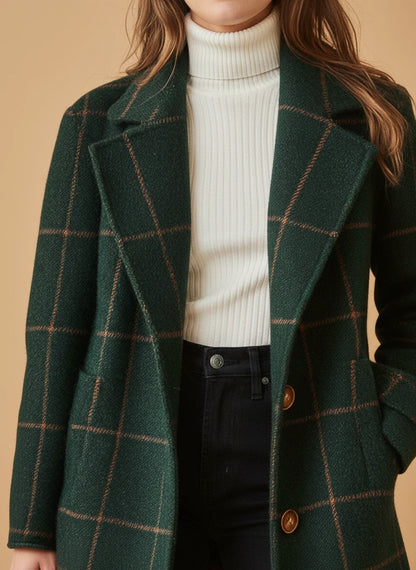 Women's Plaid Long Coat