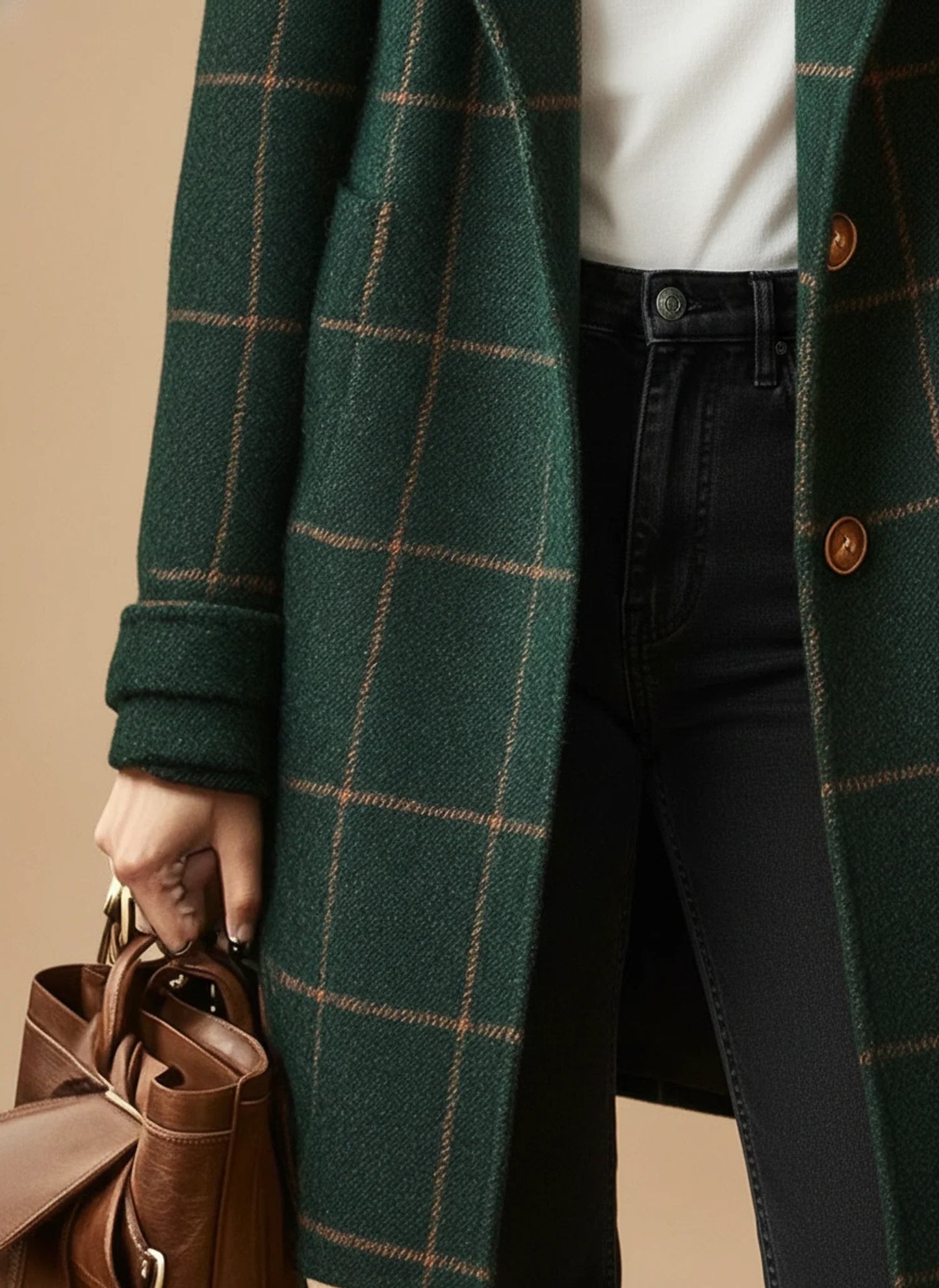 Women's Plaid Long Coat