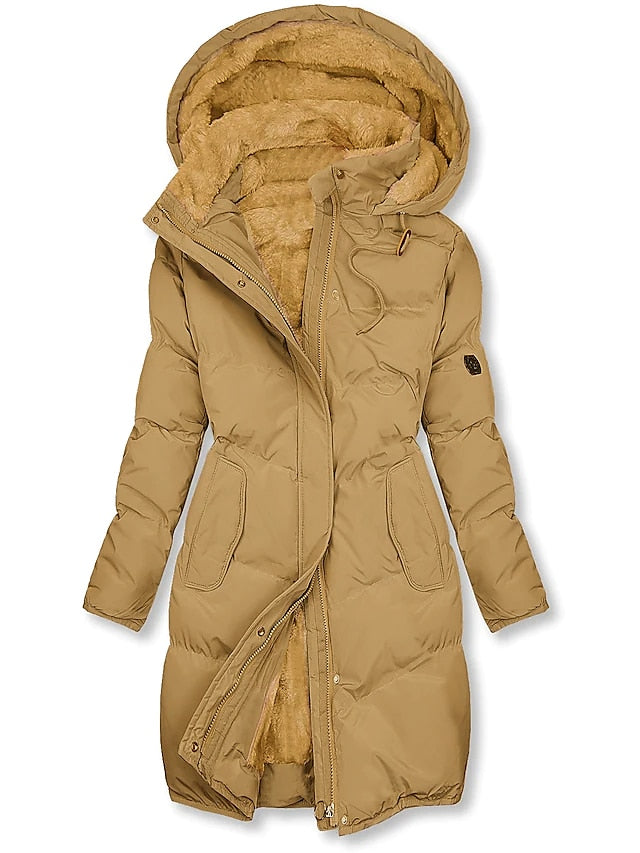 Warm Women's Fleece Lined Parka Coat