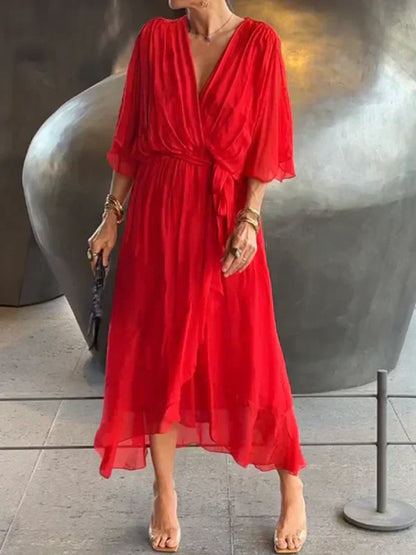 Women's Silk V-Neck Dress