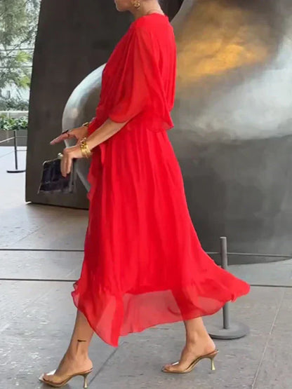 Women's Silk V-Neck Dress