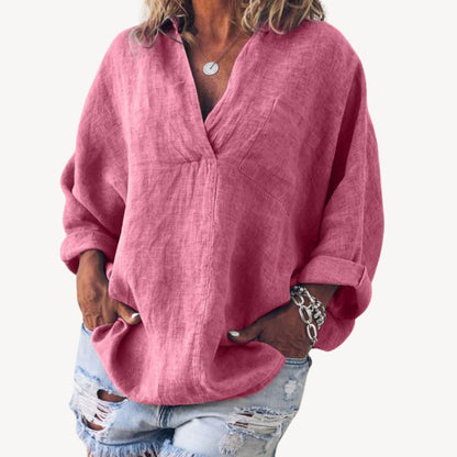 Casual Ladies Loose Fit V Neck Top